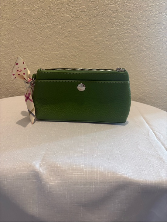 Coach Handbags - Coach Green Leather Wristlet with Scarf Accent